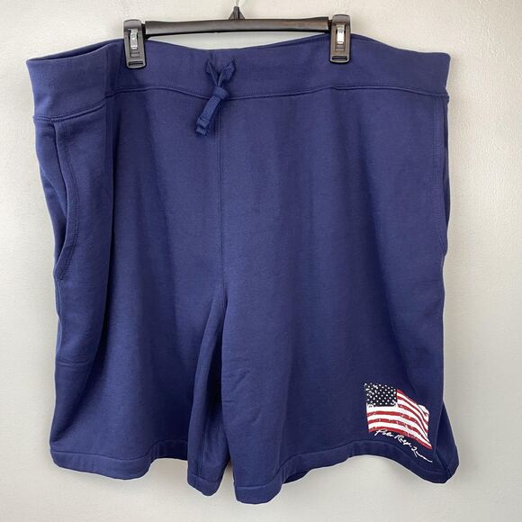 Polo Ralph Lauren Shorts Mens 5XB Navy Flag Drawstring Lounge Fleece New Tags - Picture 1 of 12